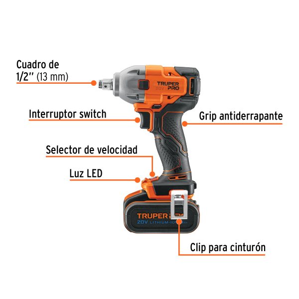 103251 - Llave de impacto 1/2', 20V, 184 lb/ft, 1 batería 4Ah, PRO