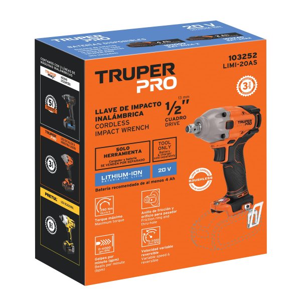 103252 - Llave de impacto 1/2', 20V, 184 lb/ft, sin accesorios, PRO