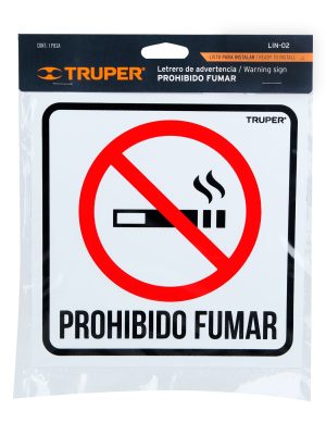 LIN-02E1.jpg 18293 - Letrero de señalización 'NO FUMAR', 19 x 19 cm, Truper