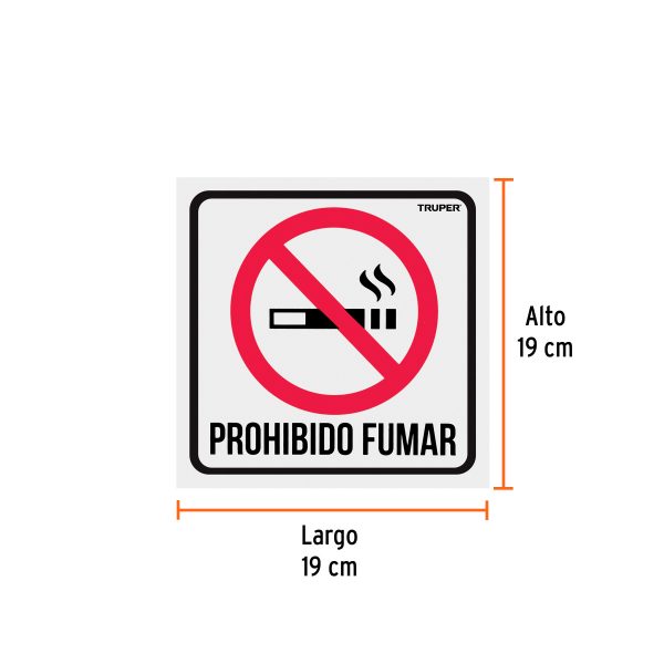 18293 - Letrero de señalización 'NO FUMAR', 19 x 19 cm, Truper