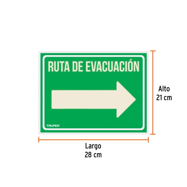 18368 - Letrero de señalización 'RUTA EVACUACIÓN DERECHA',21 x 28 cm