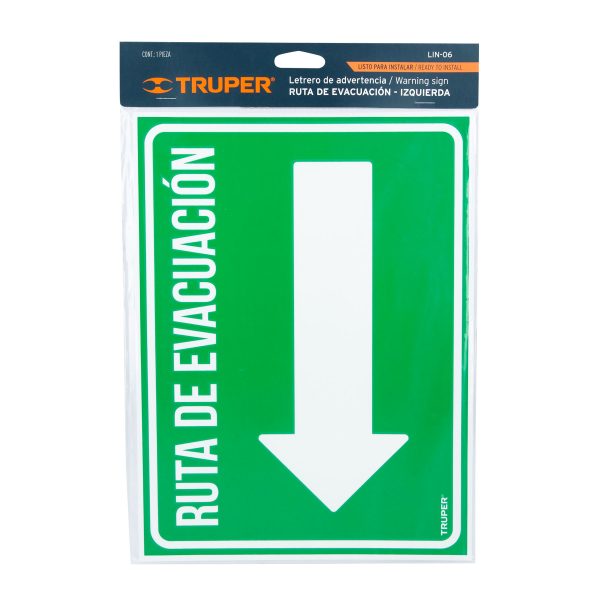 LIN-06E1.jpg 18369 - Letrero de señalización 'RUTA EVACUACIÓN IZQUIERDA',21x28 cm