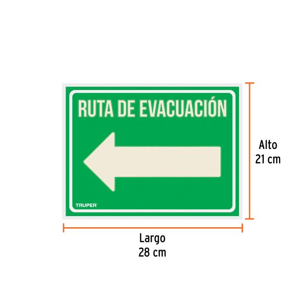 LIN-06FC1.jpg 18369 - Letrero de señalización 'RUTA EVACUACIÓN IZQUIERDA',21x28 cm