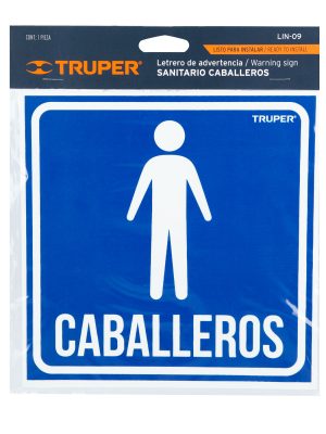 18474 - Letrero de señalización 'CABALLEROS', 19 x 19 cm, Truper