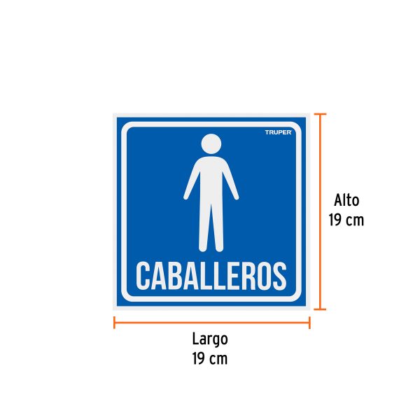 18474 - Letrero de señalización 'CABALLEROS', 19 x 19 cm, Truper