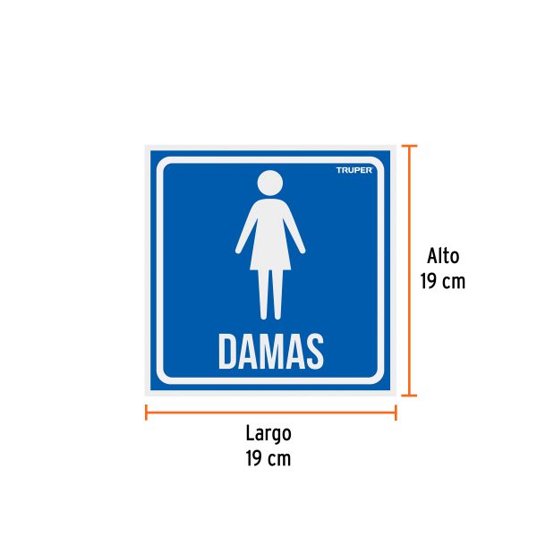 18478 - Letrero de señalización 'DAMAS', 19 x 19 cm, Truper