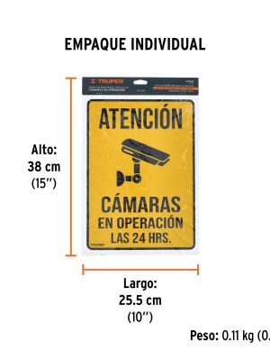 LIN-13.jpg 103092 - Letrero de señalización 'CÁMARAS EN OPERACIÓN', 25 x 34 cm