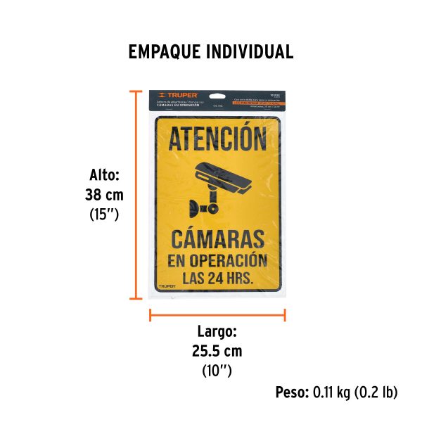 LIN-13.jpg 103092 - Letrero de señalización 'CÁMARAS EN OPERACIÓN', 25 x 34 cm
