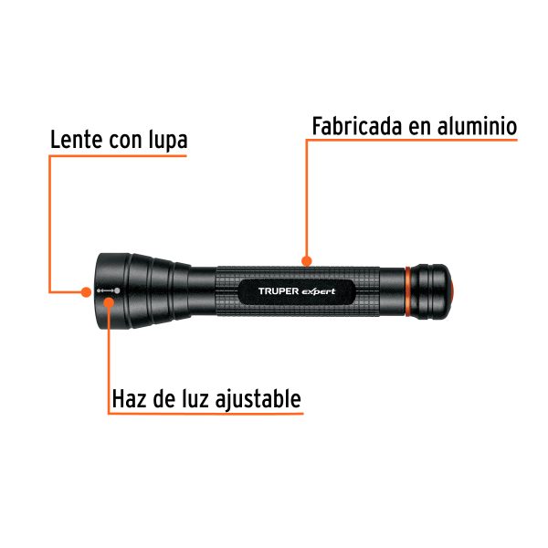 18800 - Linterna de aluminio LED Cree 235 lm con 2 pilas AA, Truper
