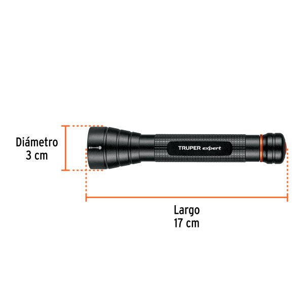 18800 - Linterna de aluminio LED Cree 235 lm con 2 pilas AA, Truper