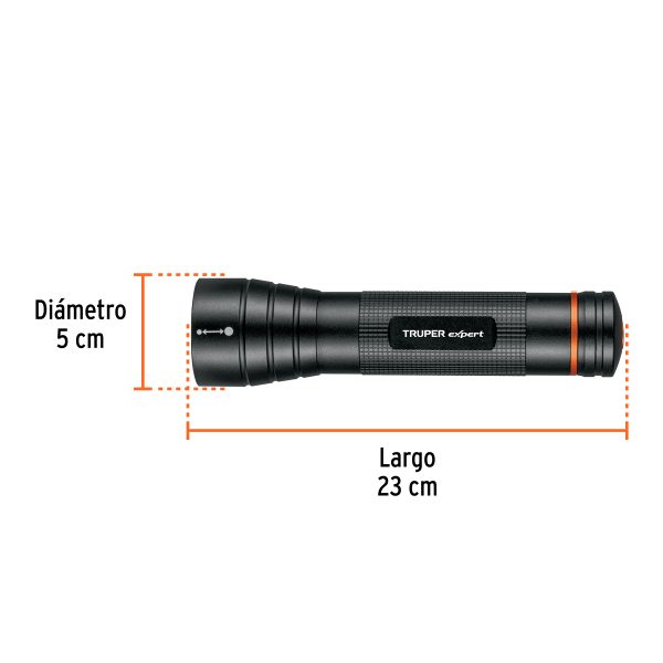 18813 - Linterna de aluminio LED Cree 500 lm con 2 pilas D, Truper