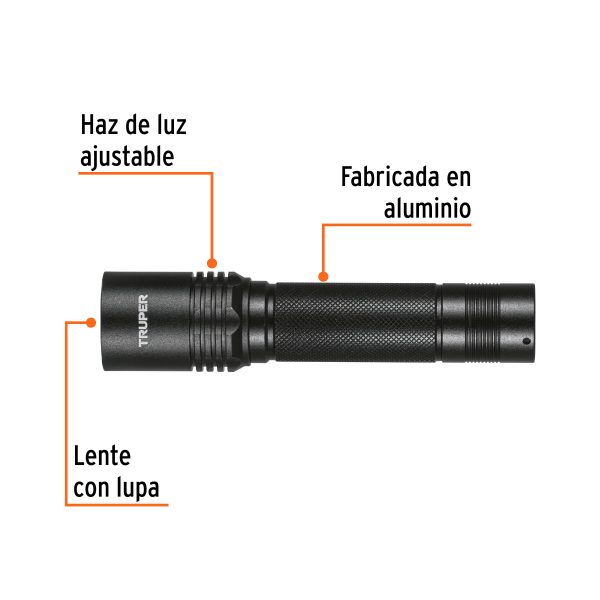 101381 - Linterna LED recargable, de aluminio, 340 lm, TRUPER