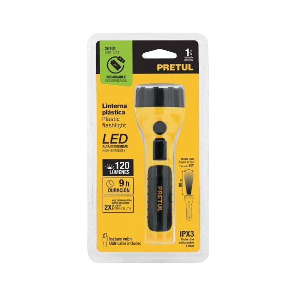 26101 - Linterna plástica de LED, 120 lm, recargable, PRETUL
