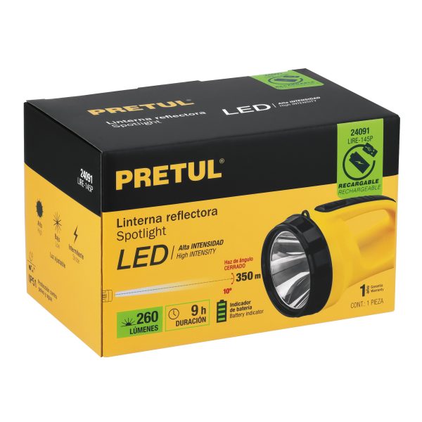 24091 - Linterna reflectora LED 260 lm, recargable, PRETUL