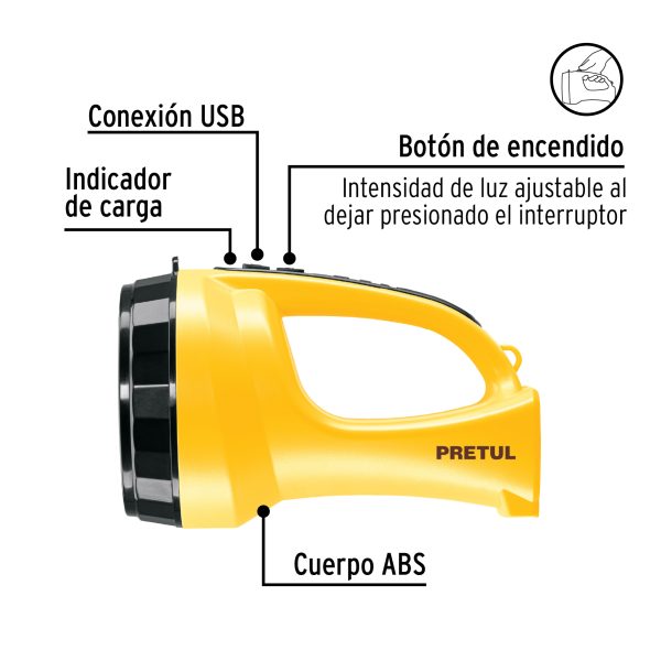 24091 - Linterna reflectora LED 260 lm, recargable, PRETUL