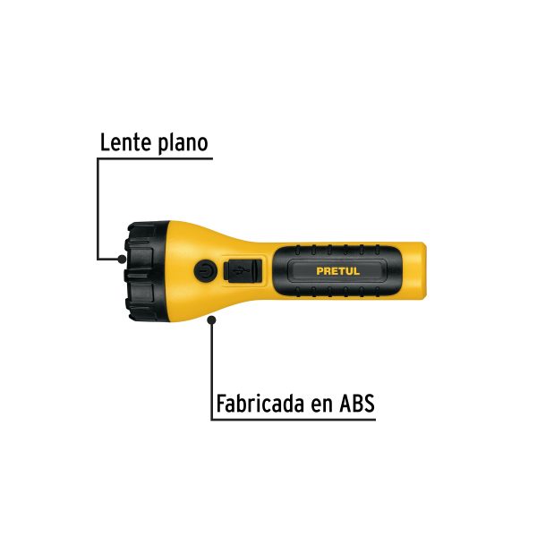 26102 - Linterna plástica de LED, 180 lm, recargable, PRETUL