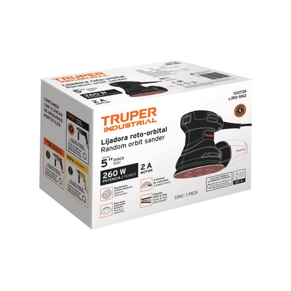 103735 - Lijadora roto orbital 5', 260W, TRUPER INDUSTRIAL