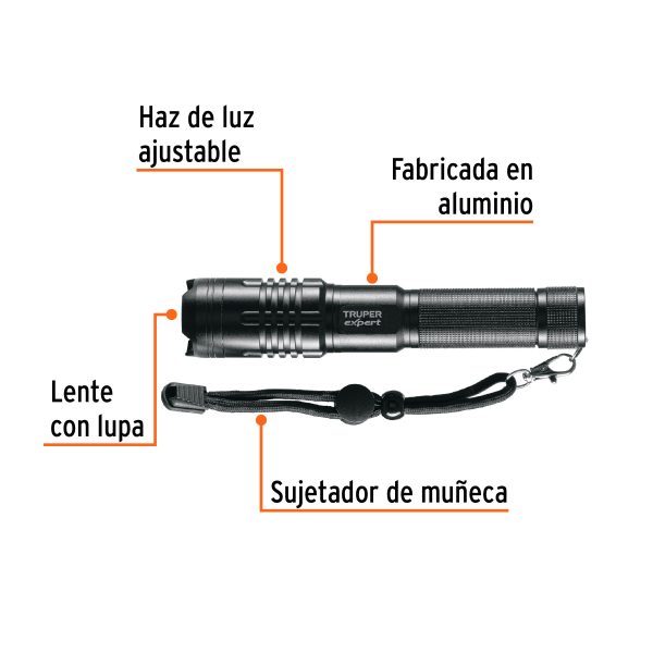 16777 - Linterna LED recargable, de aluminio, 500 lm, TRUPER EXPERT