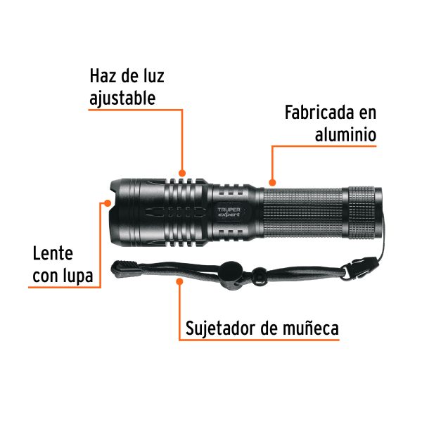 16778 - Linterna LED recargable, de aluminio,1,300 lm, TRUPER EXPERT