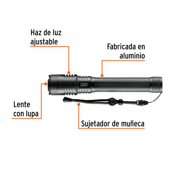 16779 - Linterna LED recargable, de aluminio,2,000 lm, TRUPER EXPERT