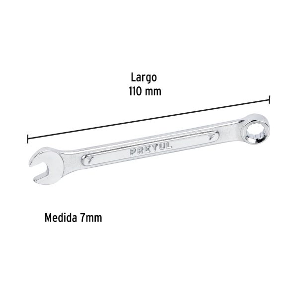 21901 - Llave combinada 7 mm x 110 mm de largo, Pretul