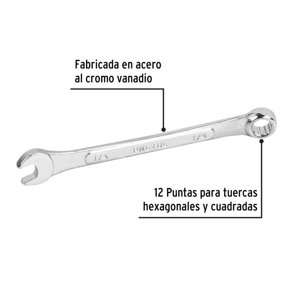 21880 - Llave combinada 1/4' x 100 mm de largo, Pretul