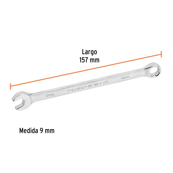 15613 - Llave combinada extralarga 9 mm x 157 mm de largo, Expert