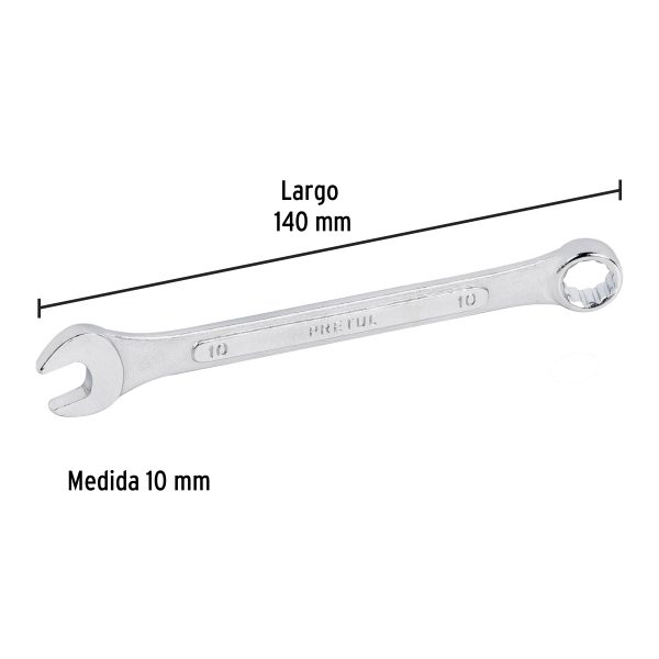 21904 - Llave combinada 10 mm x 140 mm de largo, Pretul