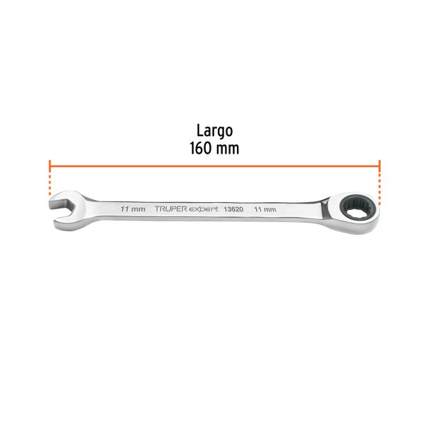 13620 - Llave combinada con matraca 11mm x 160 mm largo, Expert