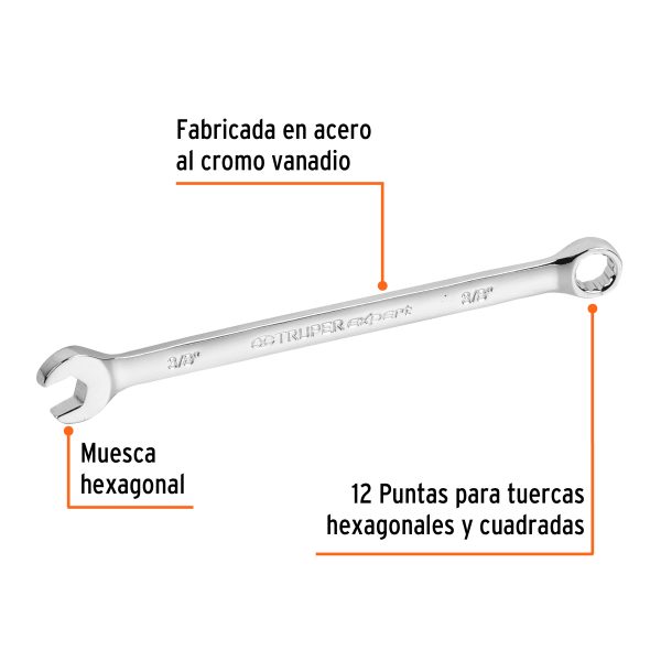 15592 - Llave combinada extralarga 3/8' x 164 mm de largo, Expert