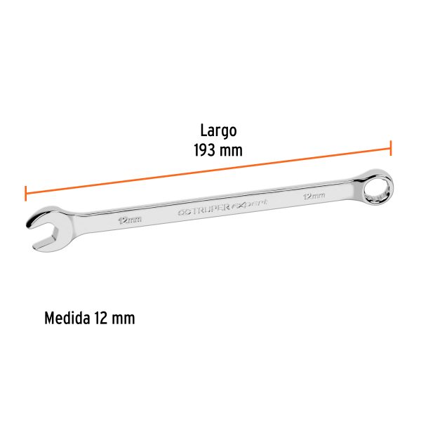15616 - Llave combinada extralarga 12 mm x 193 mm de largo, Expert
