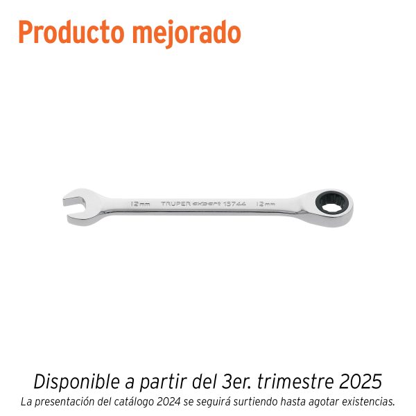 15744 - Llave combinada con matraca 12 mm x 166 mm largo, Expert