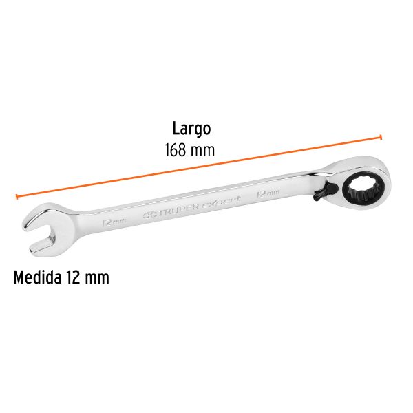 13668 - Llave combinada matraca reversible 12mmx168 mm largo, Expert