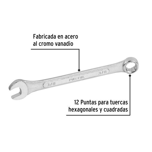21882 - Llave combinada 3/8' x 140 mm de largo, Pretul