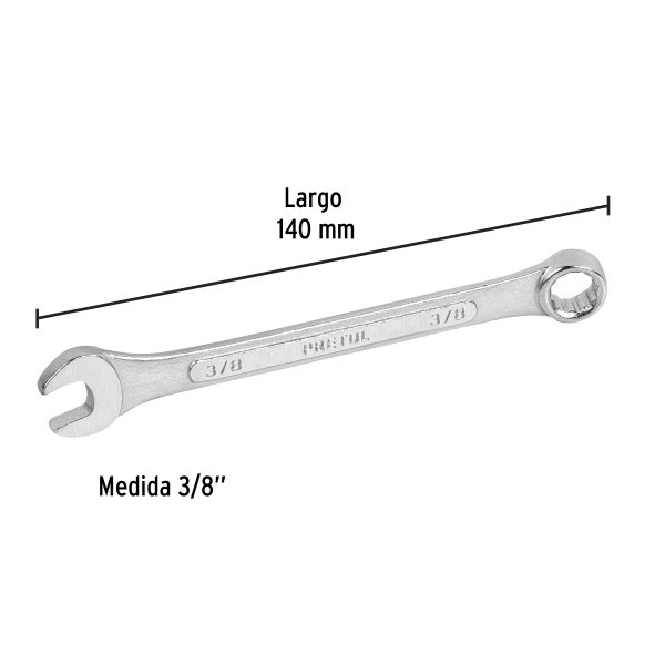 21882 - Llave combinada 3/8' x 140 mm de largo, Pretul