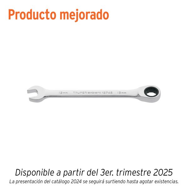 15745 - Llave combinada con matraca 13 mm x 174 mm largo, Expert