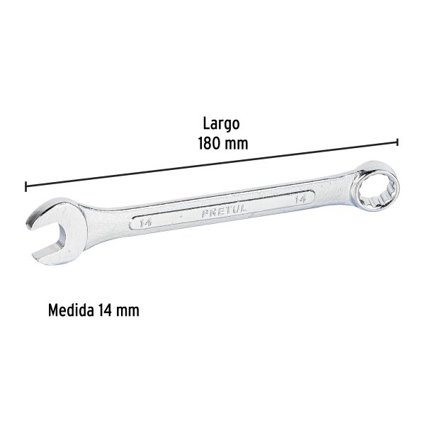 21908 - Llave combinada 14 mm x 180 mm de largo, Pretul