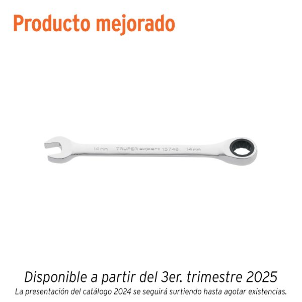 15746 - Llave combinada con matraca 14 mm x 186 mm largo, Expert