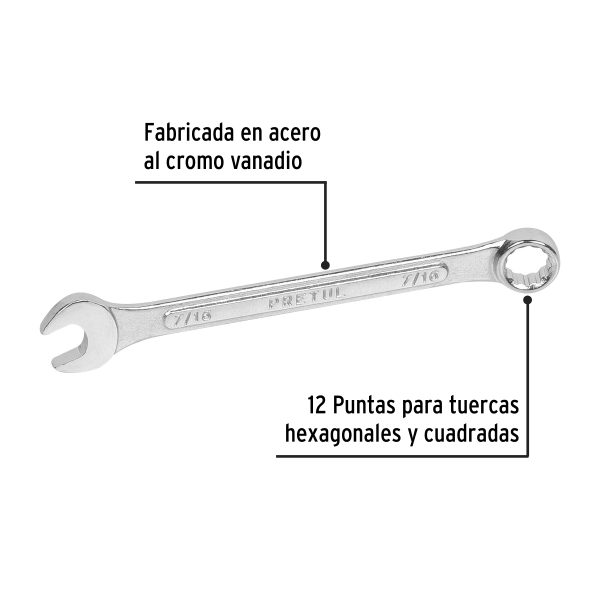 21883 - Llave combinada 7/16' x 150 mm de largo, Pretul