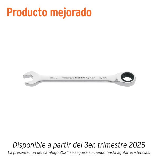 15747 - Llave combinada con matraca 15 mm x 194 mm largo, Expert