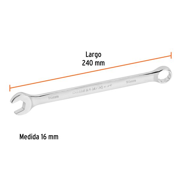 15620 - Llave combinada extralarga 16 mm x 240 mm de largo, Expert