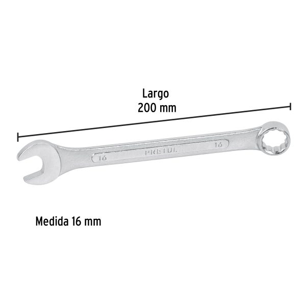 21910 - Llave combinada 16 mm x 200 mm de largo, Pretul