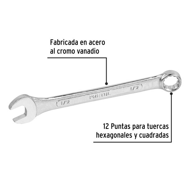 21884 - Llave combinada 1/2' x 170 mm de largo, Pretul