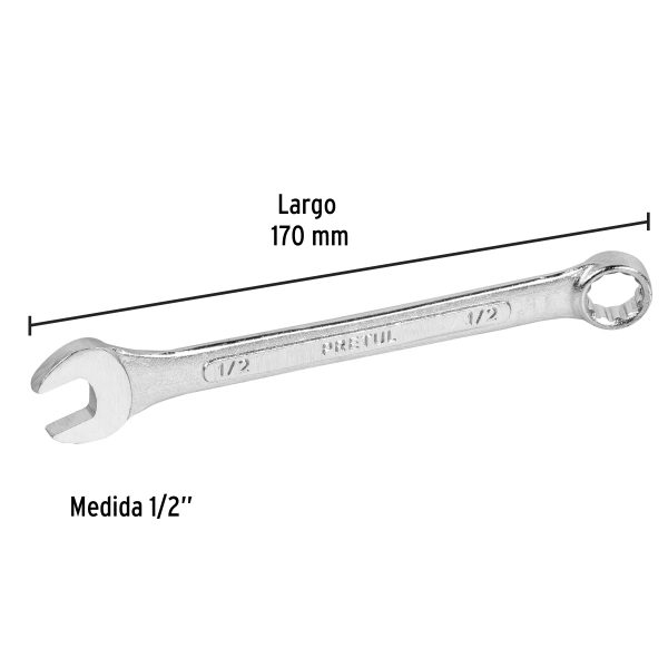 21884 - Llave combinada 1/2' x 170 mm de largo, Pretul
