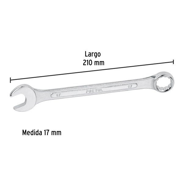 21911 - Llave combinada 17 mm x 210 mm de largo, Pretul