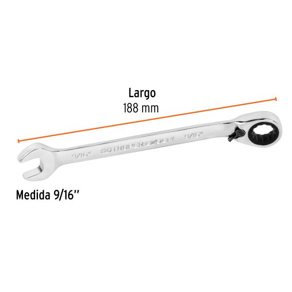 13548 - Llave combinada matraca reversible 9/16'x188 mm largo,Expert