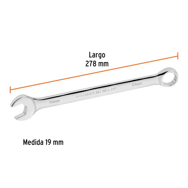 15623 - Llave combinada extralarga 19 mm x 278 mm de largo, Expert