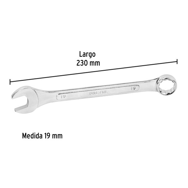 21913 - Llave combinada 19 mm x 230 mm de largo, Pretul