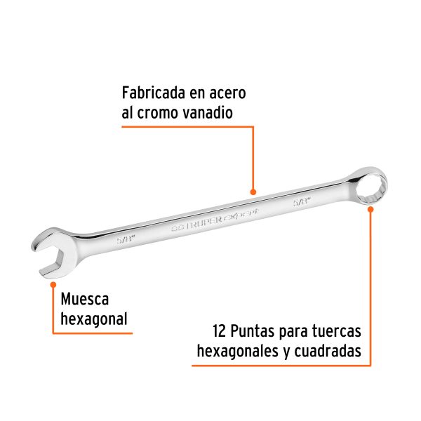 15596 - Llave combinada extralarga 5/8' x 240 mm de largo, Expert