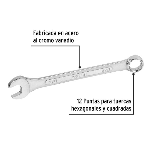 21886 - Llave combinada 5/8' x 200 mm de largo, Pretul